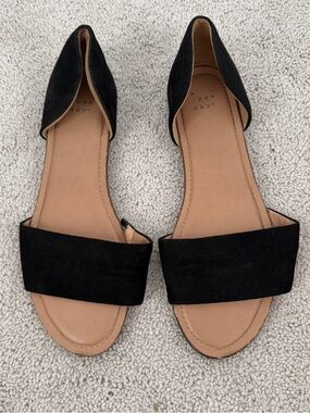 A New Day Black D'Orsay Sandals with Open Toe Strap